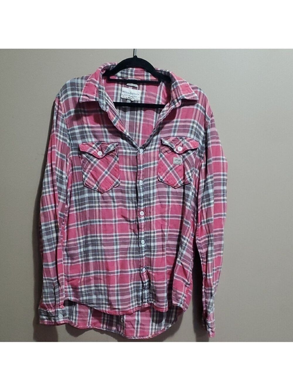Ralph Lauren Denium & Supply Pink and Gray Plaid Shirt Size XL